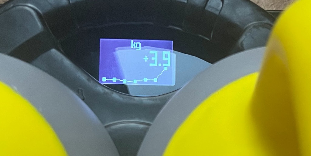 Bild zeigt einen Gewichtsverlauf der auf der Withings Waage nach dem Wiegen angezeigt wird.